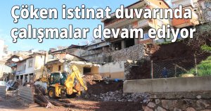Çöken istinat duvarında çalışmalar devam ediyor