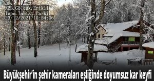 Büyükşehir’in şehir kameraları eşliğinde doyumsuz kar keyfi