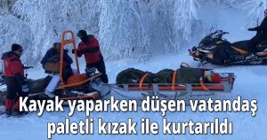 Kayak yaparken düşen vatandaş paletli kızak ile kurtarıldı