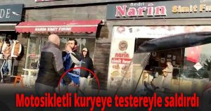 Motosikletli kuryeye testereyle saldırdı