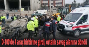 D-100’de 4 araç birbirine girdi, ortalık savaş alanına döndü