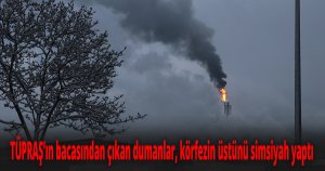 TÜPRAŞ’ın bacasından çıkan dumanlar, körfezin üstünü simsiyah yaptı