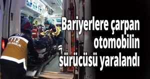 Kontrolden çıkan otomobil bariyerlere çarptı