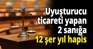 Uyuşturucu ticareti yapan 2 sanığa 12 şer yıl hapis