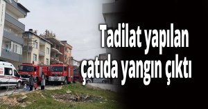 Tadilat yapılan çatıda yangın çıktı
