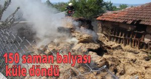 150 saman balyası küle döndü