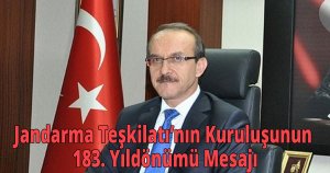 Jandarma Teşkilatı’nın Kuruluşunun 183. Yıldönümü Mesajı