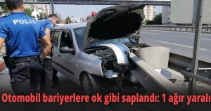 Otomobil bariyerlere ok gibi saplandı