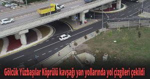 Gölcük Yüzbaşılar Köprülü kavşağı yan yollarında yol çizgileri çekildi