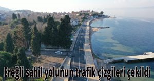 Ereğli sahil yolunun trafik çizgileri çekildi