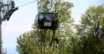 İtfaiyeden teleferikte nefes kesen tatbikat
